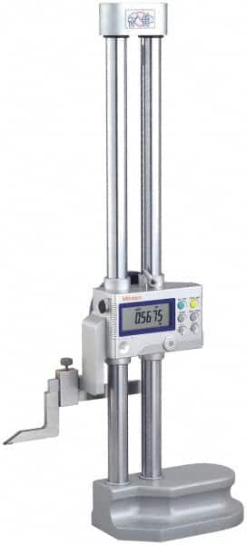 Mitutoyo - 18" Electronic Height Gage - 0.0005, 0.0002" (Switchable) Resolution, Accurate to 0.0015", LCD Display, SPC Data Output - Americas Industrial Supply