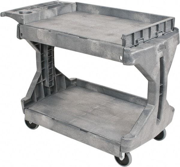 Akro-Mils - 400 Lb Capacity, 24-1/2" Wide x 45" Long x 32" High Standard Utility Cart - 2 Shelf, Plastic, 2 Rigid/2 Swivel Casters - Americas Industrial Supply