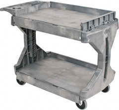 Akro-Mils - 400 Lb Capacity, 24-1/2" Wide x 45" Long x 32" High Standard Utility Cart - 2 Shelf, Plastic, 2 Rigid/2 Swivel Casters - Americas Industrial Supply