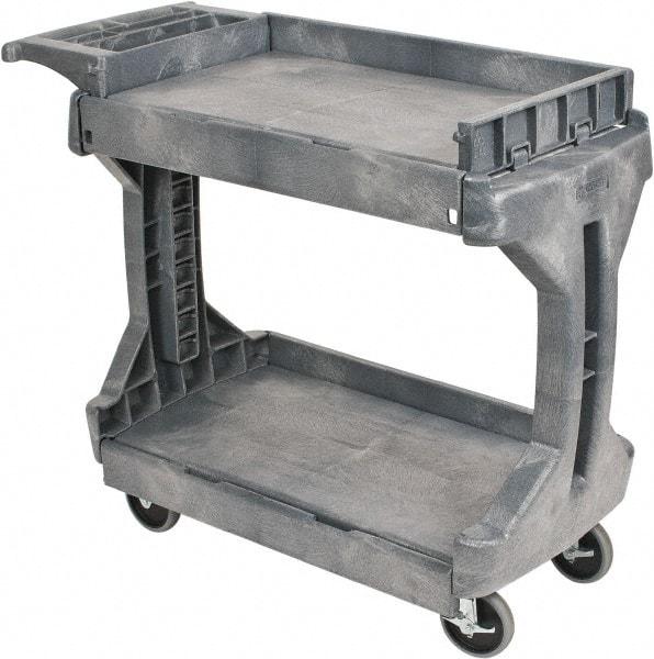 Akro-Mils - 400 Lb Capacity, 19" Wide x 41-1/2" Long x 34-3/4" High Standard Utility Cart - 2 Shelf, Plastic, 2 Rigid/2 Swivel Casters - Americas Industrial Supply