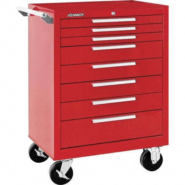 Kennedy - 8 Drawer 1,400 Lb Capacity Steel Tool Roller Cabinet - 27" Wide x 39" High x 18" Deep, Red - Americas Industrial Supply