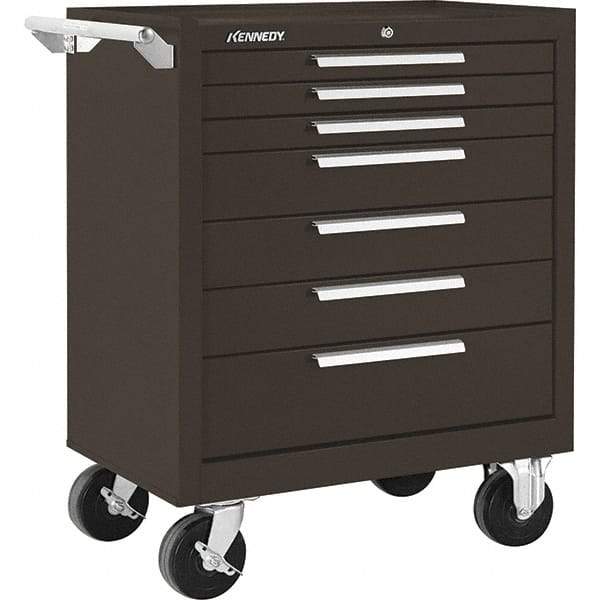Kennedy - 7 Drawer 1,400 Lb Capacity Steel Tool Roller Cabinet - 29" Wide x 35" High x 20" Deep, Brown - Americas Industrial Supply
