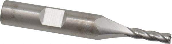 RobbJack - 5/32", 9/16" LOC, 3/8" Shank Diam, 2-1/2" OAL, 4 Flute, Solid Carbide Square End Mill - Single End, Uncoated, Spiral Flute, 30° Helix, Centercutting, Right Hand Cut, Right Hand Flute, Series T12-405 - Americas Industrial Supply
