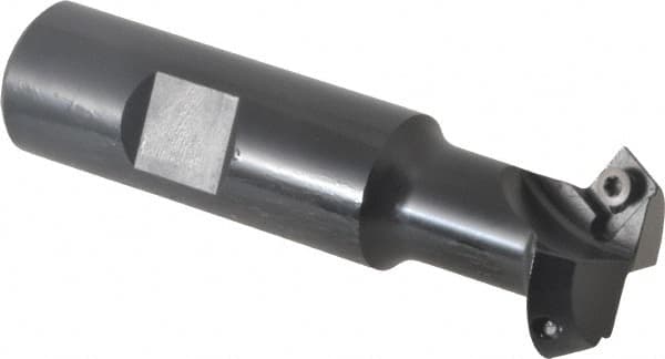 Kennametal - 30° Lead Angle, 1.077" Max Cut Diam, 3/4" Min Cut Diam, 6.6mm Max Depth of Cut, Indexable Chamfer and Angle End Mill - 2 Inserts, SDEB 26152 Insert Style, 3-1/4" Overall Length, Straight Shank - Americas Industrial Supply