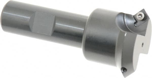 Kennametal - 45° Lead Angle, 1.66" Max Cut Diam, 1.2" Min Cut Diam, 4.96mm Max Depth of Cut, Indexable Chamfer and Angle End Mill - 2 Inserts, SDEB 26152 Insert Style, 3-1/4" Overall Length, Straight Shank - Americas Industrial Supply