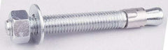 Made in USA - 1" Diam, 1" Drill, 12" OAL, Wedge Expansion Concrete Anchor - Grade 5 Steel, Galvanized Finish, Hex Nut Head, Hex Drive, 4" Thread Length - Americas Industrial Supply