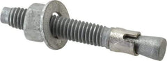 Made in USA - 3/8" Diam, 3/8" Drill, 2-3/4" OAL, 2-7/8" Min Embedment Wedge Expansion Concrete Anchor - Grade 5 Steel, Galvanized Finish, Hex Nut Head, Hex Drive, 1-5/8" Thread Length - Americas Industrial Supply