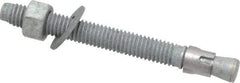 Made in USA - 3/8" Diam, 3/8" Drill, 3-3/4" OAL, 3-3/8" Min Embedment Wedge Expansion Concrete Anchor - Grade 5 Steel, Galvanized Finish, Hex Nut Head, Hex Drive, 2-5/8" Thread Length - Americas Industrial Supply