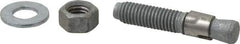 Made in USA - 1/2" Diam, 1/2" Drill, 2-3/4" OAL, 3-3/8" Min Embedment Wedge Expansion Concrete Anchor - Grade 5 Steel, Galvanized Finish, Hex Nut Head, Hex Drive, 1-1/2" Thread Length - Americas Industrial Supply