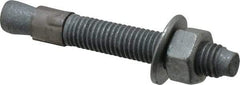 Made in USA - 1/2" Diam, 1/2" Drill, 3-3/4" OAL, 4-5/8" Min Embedment Wedge Expansion Concrete Anchor - Grade 5 Steel, Galvanized Finish, Hex Nut Head, Hex Drive, 2-1/2" Thread Length - Americas Industrial Supply