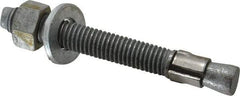 Made in USA - 1/2" Diam, 1/2" Drill, 4-1/4" OAL, 4-5/8" Min Embedment Wedge Expansion Concrete Anchor - Grade 5 Steel, Galvanized Finish, Hex Nut Head, Hex Drive, 3" Thread Length - Americas Industrial Supply