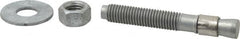 Made in USA - 5/8" Diam, 5/8" Drill, 4-1/2" OAL, Wedge Expansion Concrete Anchor - Grade 5 Steel, Galvanized Finish, Hex Nut Head, Hex Drive, 2-5/8" Thread Length - Americas Industrial Supply