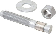 Made in USA - 3/4" Diam, 3/4" Drill, 4-3/4" OAL, 1-5/8" Min Embedment Wedge Expansion Concrete Anchor - Grade 5 Steel, Galvanized Finish, Hex Nut Head, Hex Drive, 2-7/8" Thread Length - Americas Industrial Supply