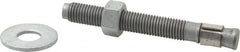 Made in USA - 3/4" Diam, 3/4" Drill, 6-1/4" OAL, 2-1/2" Min Embedment Wedge Expansion Concrete Anchor - Grade 5 Steel, Galvanized Finish, Hex Nut Head, Hex Drive, 4-1/4" Thread Length - Americas Industrial Supply