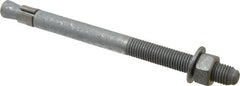 Made in USA - 3/4" Diam, 3/4" Drill, 10" OAL, 1-1/2" Min Embedment Wedge Expansion Concrete Anchor - Grade 5 Steel, Galvanized Finish, Hex Nut Head, Hex Drive, 4" Thread Length - Americas Industrial Supply