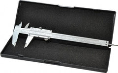 Value Collection - 0 to 6" Carbon Steel Vernier Caliper - 0.02mm Graduation, 1.5748" Jaw Depth, 0.0012" Accuracy, Includes Depth, Inside Diameter, Outside Diameter, Step - Americas Industrial Supply