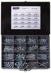 Value Collection - 375 Piece, 1/4x1 to 1/2 x 4-1/2, Steel Lag Screw Assortment - Hex Head, Hex Drive, 1 to 4-1/2" Long, Hot Dipped Galvanized Finish - Americas Industrial Supply