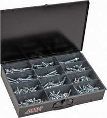Value Collection - 290 Piece, 1/4 to 1/2" Screw, Steel Anchor Assortment - Zinc Plated, 1-3/4 to 5-1/2" Long - Americas Industrial Supply