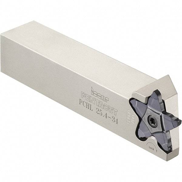 Iscar - External Thread, 0.3937" Max Depth of Cut, 1.5mm Min Groove Width, 5-1/2" OAL, Left Hand Indexable Grooving Cutoff Toolholder - 1" Shank Height x 1" Shank Width, PENTA 34.. Insert Style, PCH Toolholder Style, Series PentaCut - Americas Industrial Supply