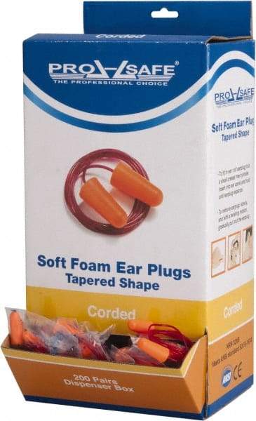 PRO-SAFE - Disposable, Corded, 32 dB Earplugs - Orange - Americas Industrial Supply