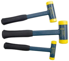 Wiha - 3 Piece, Steel Cushion Grip Handle Med Hard Polyurethane Replaceable Faces, Dead Blow Hammer Set - 12-5/8, 13-5/8, 16-5/32" OAL, Replaceable Face Deadblows 3 Med Deadblow Hammers - Americas Industrial Supply