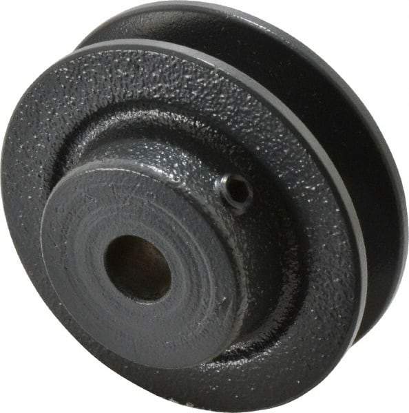 Browning - 1/2" Bore, 15/16 Long, 2.8" Outside Diam, Finished Bore Single Groove V Belt Sheave - 21/32" Wide, 2.26" Pitch Diam of 3L Belt, 2.6" Pitch Diam of 4L Belt - Americas Industrial Supply