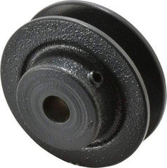 Browning - 1/2" Bore, 15/16 Long, 2.8" Outside Diam, Finished Bore Single Groove V Belt Sheave - 21/32" Wide, 2.26" Pitch Diam of 3L Belt, 2.6" Pitch Diam of 4L Belt - Americas Industrial Supply