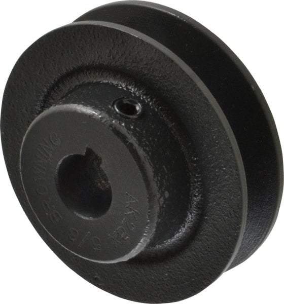 Browning - 5/8" Bore, 15/16 Long, 2.8" Outside Diam, Finished Bore Single Groove V Belt Sheave - 21/32" Wide, 2.26" Pitch Diam of 3L Belt, 2.6" Pitch Diam of 4L Belt - Americas Industrial Supply