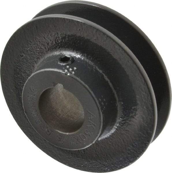 Browning - 7/8" Bore, 15/16 Long, 3.05" Outside Diam, Finished Bore Single Groove V Belt Sheave - 21/32" Wide, 2.46" Pitch Diam of 3L Belt, 2.8" Pitch Diam of 4L Belt - Americas Industrial Supply