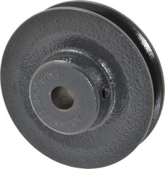 Browning - 1/2" Bore, 15/16 Long, 3.45" Outside Diam, Finished Bore Single Groove V Belt Sheave - 21/32" Wide, 2.86" Pitch Diam of 3L Belt, 3.2" Pitch Diam of 4L Belt - Americas Industrial Supply