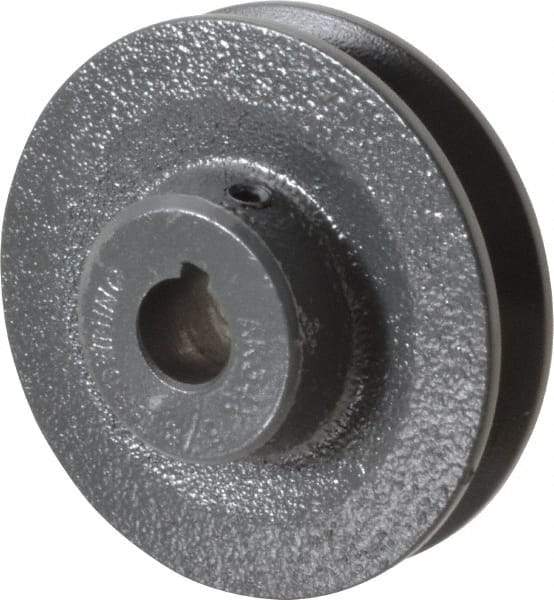 Browning - 5/8" Bore, 15/16 Long, 3.45" Outside Diam, Finished Bore Single Groove V Belt Sheave - 21/32" Wide, 2.86" Pitch Diam of 3L Belt, 3.2" Pitch Diam of 4L Belt - Americas Industrial Supply