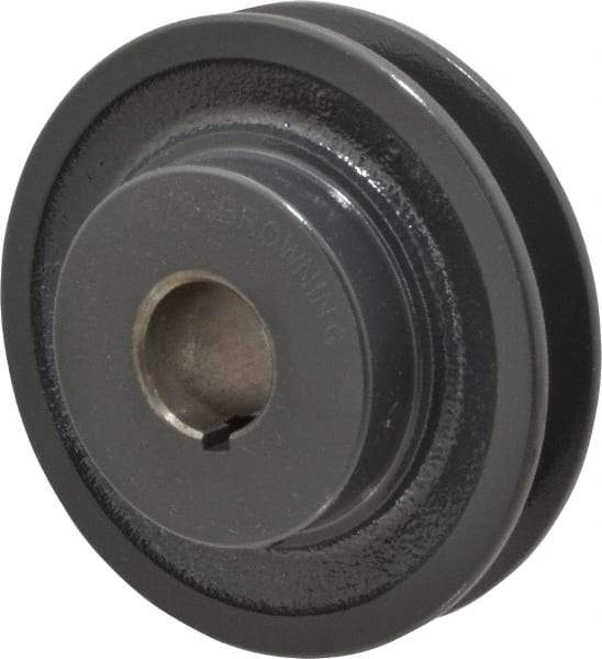 Browning - 7/8" Bore, 1-5/32 Long, 3-3/4" Outside Diam, Finished Bore Single Groove V Belt Sheave - 3/4" Wide, 3.16" Pitch Diam of 3L Belt, 3-1/2" Pitch Diam of 4L Belt - Americas Industrial Supply