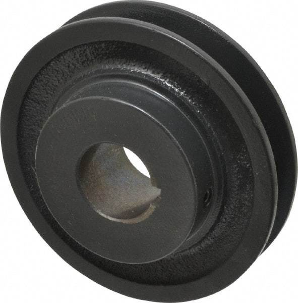 Browning - 1" Bore, 1-5/32 Long, 3-3/4" Outside Diam, Finished Bore Single Groove V Belt Sheave - 3/4" Wide, 3.16" Pitch Diam of 3L Belt, 3-1/2" Pitch Diam of 4L Belt - Americas Industrial Supply