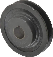 Browning - 7/8" Bore, 1-5/32 Long, 3.95" Outside Diam, Finished Bore Single Groove V Belt Sheave - 3/4" Wide, 3.36" Pitch Diam of 3L Belt, 3.7" Pitch Diam of 4L Belt - Americas Industrial Supply