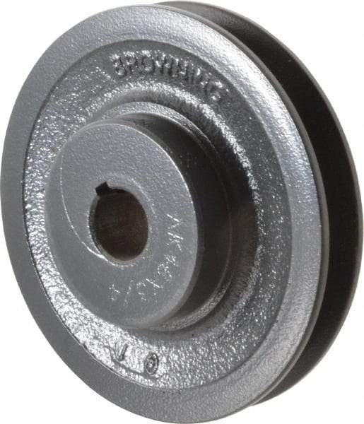 Browning - 3/4" Bore, 1-5/32 Long, 4.45" Outside Diam, Finished Bore Single Groove V Belt Sheave - 3/4" Wide, 3.86" Pitch Diam of 3L Belt, 4.2" Pitch Diam of 4L Belt - Americas Industrial Supply