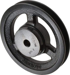 Browning - 1/2" Bore, 1-5/32 Long, 5.45" Outside Diam, Finished Bore Single Groove V Belt Sheave - 3/4" Wide, 4.86" Pitch Diam of 3L Belt, 5.2" Pitch Diam of 4L Belt - Americas Industrial Supply