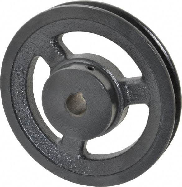 Browning - 5/8" Bore, 1-5/32 Long, 5.45" Outside Diam, Finished Bore Single Groove V Belt Sheave - 3/4" Wide, 4.86" Pitch Diam of 3L Belt, 5.2" Pitch Diam of 4L Belt - Americas Industrial Supply