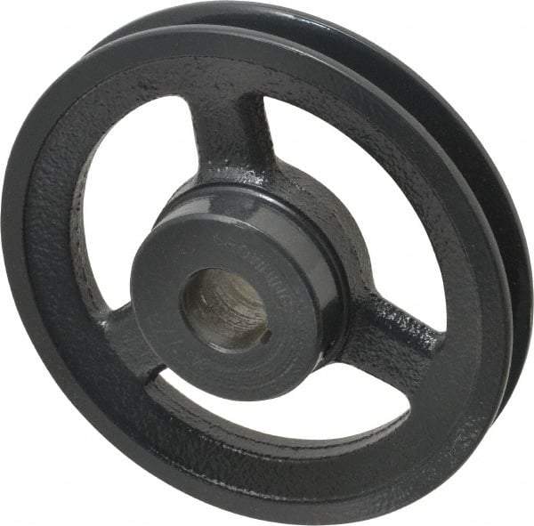 Browning - 7/8" Bore, 1-5/32 Long, 5.45" Outside Diam, Finished Bore Single Groove V Belt Sheave - 3/4" Wide, 4.86" Pitch Diam of 3L Belt, 5.2" Pitch Diam of 4L Belt - Americas Industrial Supply