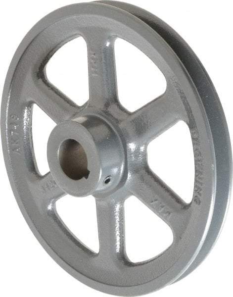 Browning - 1" Bore, 1-15/32 Long, 7-1/4" Outside Diam, Finished Bore Single Groove V Belt Sheave - 3/4" Wide, 6.66" Pitch Diam of 3L Belt, 7" Pitch Diam of 4L Belt - Americas Industrial Supply