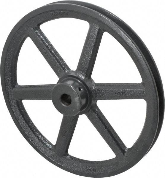 Browning - 5/8" Bore, 1-15/32 Long, 9-1/4" Outside Diam, Finished Bore Single Groove V Belt Sheave - 3/4" Wide, 8.66" Pitch Diam of 3L Belt, 9" Pitch Diam of 4L Belt - Americas Industrial Supply