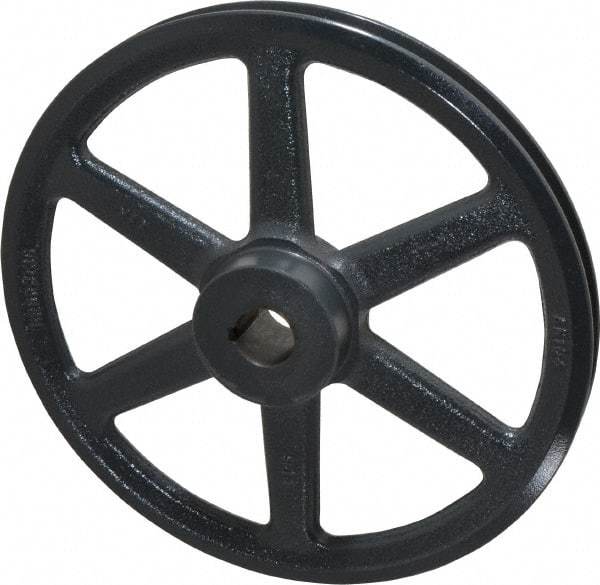 Browning - 1" Bore, 1-15/32 Long, 10-1/4" Outside Diam, Finished Bore Single Groove V Belt Sheave - 3/4" Wide, 9.66" Pitch Diam of 3L Belt, 10" Pitch Diam of 4L Belt - Americas Industrial Supply