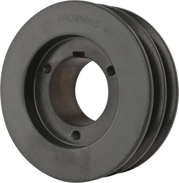 Browning - 2 Groove, 1/2 to 1-3/4 Bore Diam, 4.95" Outside Diam, QD Bushed V Belt Sheave - 4.2 A Diam Belt Pitch - Americas Industrial Supply