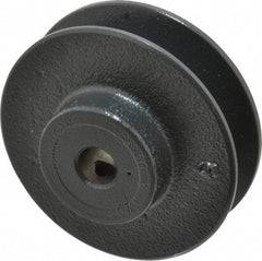 Browning - 1/2" Bore, 1-1/16 Long, 3.15" Outside Diam, Finished Bore Single Groove V Belt Sheave - 13/16" Wide, 2.8 Belt Pitch B, 2.4" Pitch Diam of 4L Belt - Americas Industrial Supply