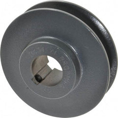 Browning - 1" Bore, 1-5/32 Long, 3.55" Outside Diam, Finished Bore Single Groove V Belt Sheave - 7/8" Wide, 3.2 Belt Pitch B, 2.8" Pitch Diam of 4L Belt - Americas Industrial Supply