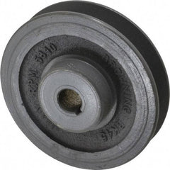 Browning - 5/8" Bore, 1-5/32 Long, 4-1/4" Outside Diam, Finished Bore Single Groove V Belt Sheave - 7/8" Wide, 3.9 Belt Pitch B, 3-1/2" Pitch Diam of 4L Belt - Americas Industrial Supply