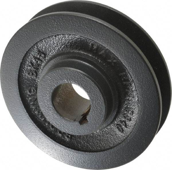 Browning - 1" Bore, 1-5/32 Long, 4-1/4" Outside Diam, Finished Bore Single Groove V Belt Sheave - 7/8" Wide, 3.9 Belt Pitch B, 3-1/2" Pitch Diam of 4L Belt - Americas Industrial Supply