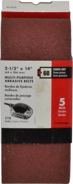 Porter-Cable - 2-1/2" Wide x 14" OAL, 60 Grit, Aluminum Oxide Abrasive Belt - Aluminum Oxide, Medium, Coated, X Weighted Cloth Backing - Americas Industrial Supply