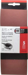 Porter-Cable - 2-1/2" Wide x 14" OAL, 180 Grit, Aluminum Oxide Abrasive Belt - Aluminum Oxide, Fine, Coated, X Weighted Cloth Backing - Americas Industrial Supply