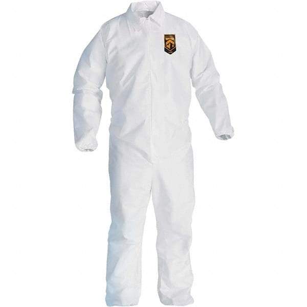 KleenGuard - Size M Film Laminate General Purpose Coveralls - White, Zipper Closure, Elastic Cuffs, Elastic Ankles, Serged Seams - Americas Industrial Supply
