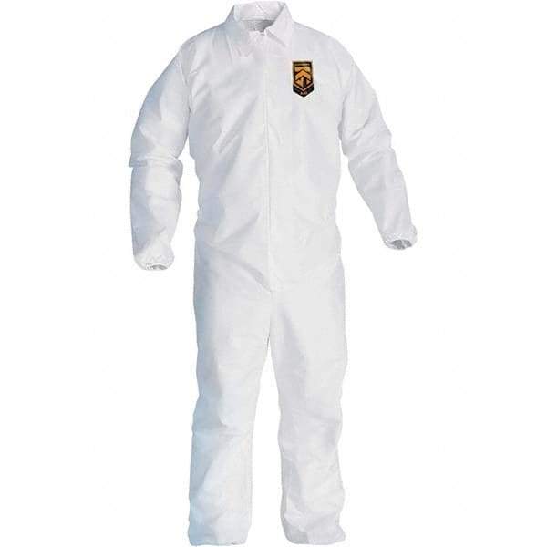 KleenGuard - Size 2XL Film Laminate General Purpose Coveralls - White, Zipper Closure, Elastic Cuffs, Elastic Ankles, Serged Seams - Americas Industrial Supply
